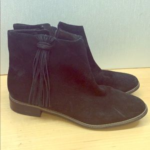 Karl Lagerfeld Black Suede Tassel Booties